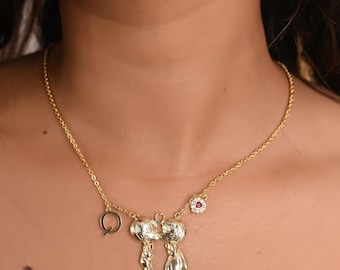 Custom Initial Necklace: Gold Bubble Letter Necklace