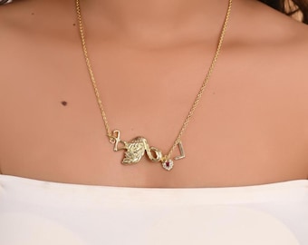 Custom Initial Necklace: Gold Bubble Letter Necklace