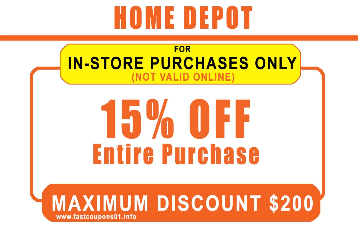 Home Depot 15 off INSTORE ONLY Printable Coupon Etsy