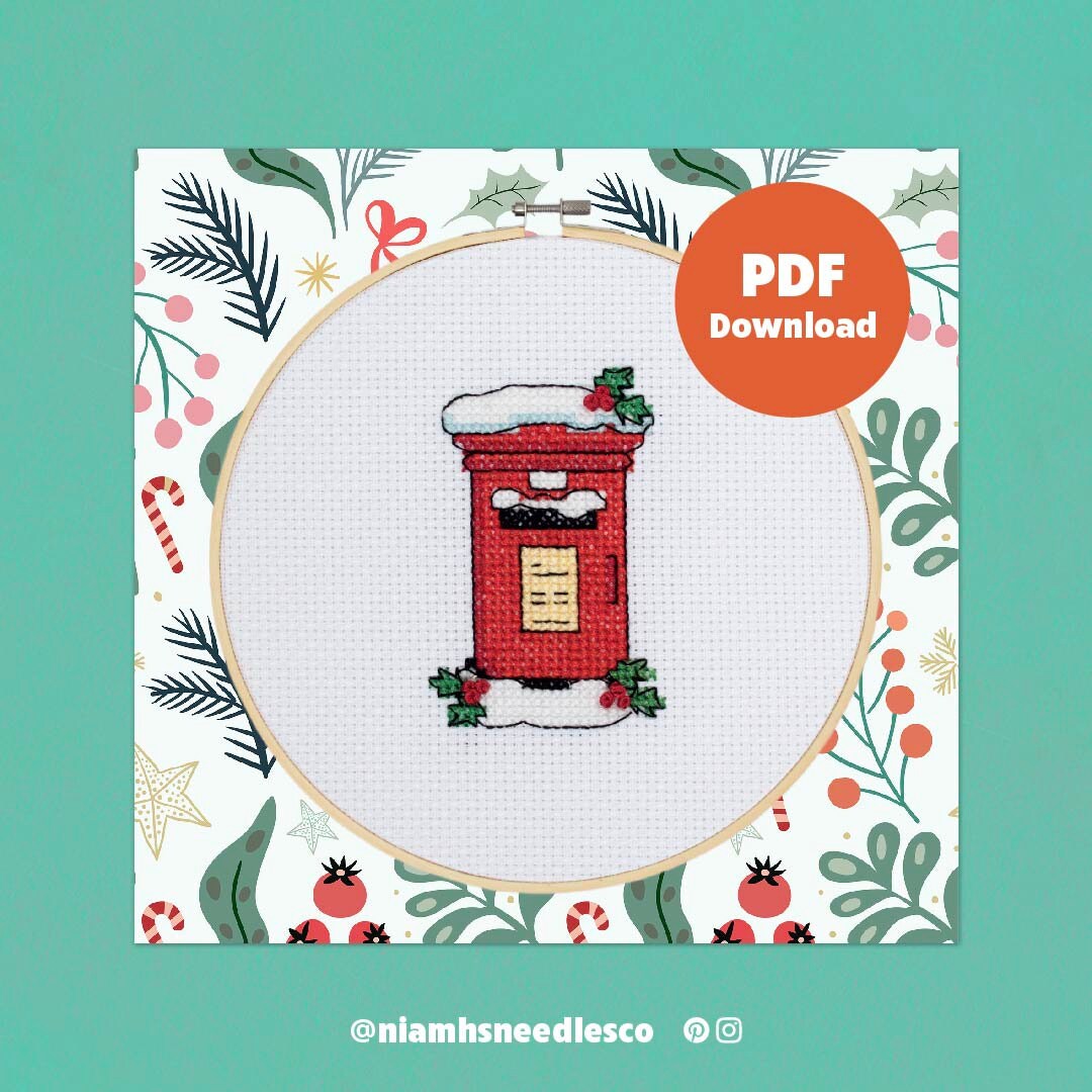 Christmas Post Box Cross Stitch Pattern Digital Download PDF