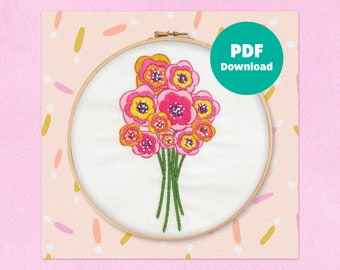 Beginner Embroidery Wildflower Pattern | Digital Download PDF Instructions | Nature, Woodland, Floral Embroidery Template | NiamhsNeedlesCo