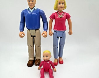 Vintage Toys R Us You and Me Happy Together Family Dolls Figures Mom Dad & Baby