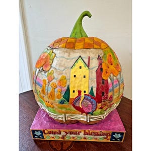Jim Shore Heartwood Creek Count Your Blessings X Large Pumpkin Retired 2004 Fall