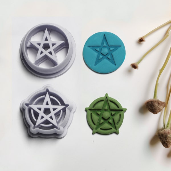 Pentagram Polymer Clay Cutters | 5 Point Star | Earring Pendant Craft Tool Set | Gothic Witch Wiccan Pagan Occult | Clay Jewellery Making UK