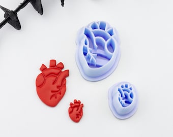 Anatomical Heart Polymer Clay Cutter 12-65mm | Tiny Earring Stud Cutters Gothic Halloween Creepy  Earring Studs Jewellery Making Stamp Tool