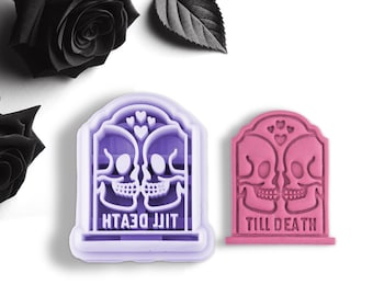 Till Death Skulls Gravestone Polymer Clay Cutter | Large Cutters Dangle Earrings Jewellery  Making Tools Gothic Witchy Detailed Embossing UK