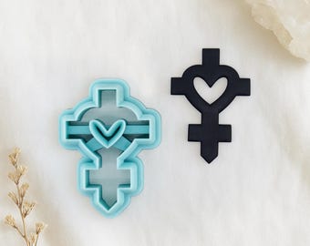 Feminine Strength Clay Cutter | Pagan Cross Heart Female Power Symbol | Wiccan Witchy Earring Jewellery Making Tools UK