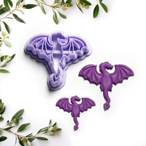 Dragon Polymer Clay Cutter | Large Cutters Dangle Earrings Pendant Tools Witchy Fantasy Detailed Embossing Stamp Jewellery Making UK