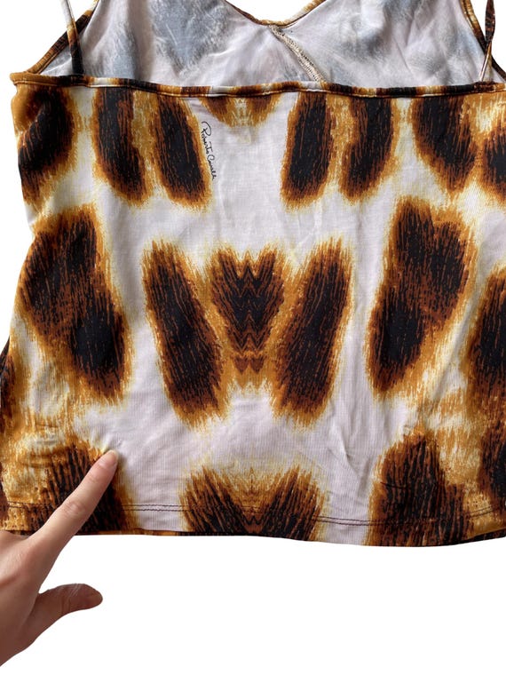 Archival Roberto Cavalli Leopard Cami Top, Vintage 2000s Ruffle