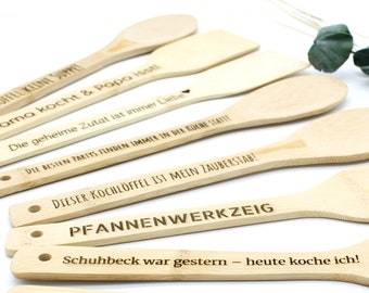 Kochlöffel Pfannenwender mit Spruch/Wunschgravur| Holz | Bambus | Geschenk | Kochliebe | Kochen | Küche | Personalisierbar | Wunschgravur