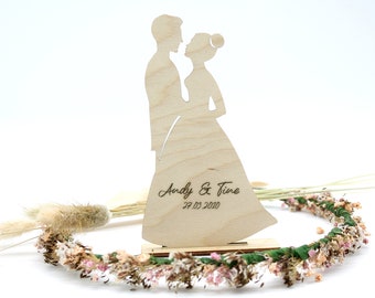 Bride and groom wooden silhouette with engraving of your choice | Wedding gift | Bride and groom figure | Cake figure | Cake topper | Personalizable | Wedding