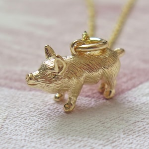 Sterling Silver Pig Pendant Necklace: Farm Animal Jewelry Gift