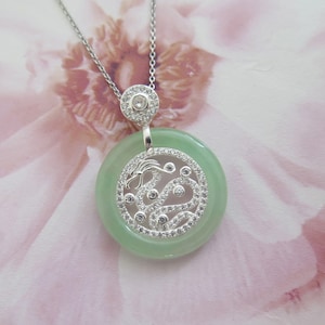 Jade Auspicious Chinese Dragon Grade A Certified 925 Sterling Silver Stamped Pendant Necklace - Mothers Day Gift for Mum