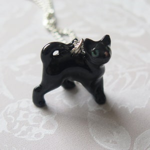 黒猫子猫磁器動物ペンダントネックレス お母さんへの母の日ギフト