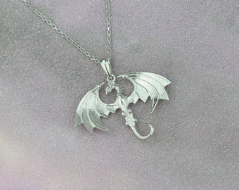 Sterling Silver Dragon Pendant Necklace: Mythical Animal Jewelry