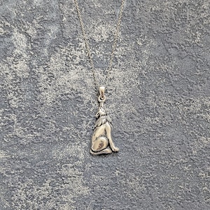 Sterling Silver Wolf Animal Pendant Necklace Mothers Day Gift for Mum