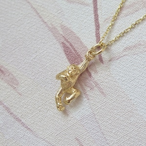 Sterling Silver Monkey Animal Pendant Necklace Mothers Day Gift for Mum