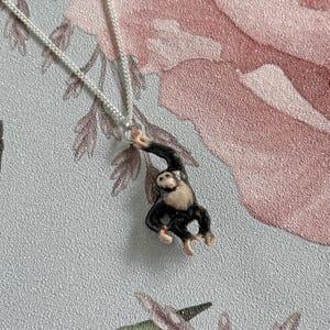 Schimpanse Chimp Porzellan Tier Anhänger Halskette