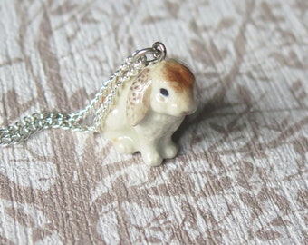Cute Bunny Rabbit Porcelain Animal Pendant Necklace