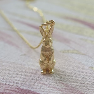 Sterling Silver Standing Bunny Rabbit Animal Pendant Necklace Mothers Day Gift for Mum