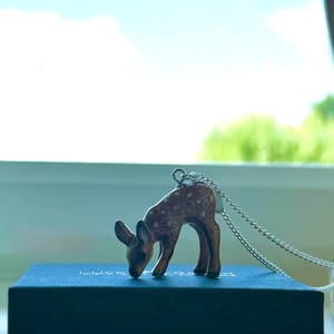 Baby Deer Fawn Porcelain Animal Pendant Necklace image 4