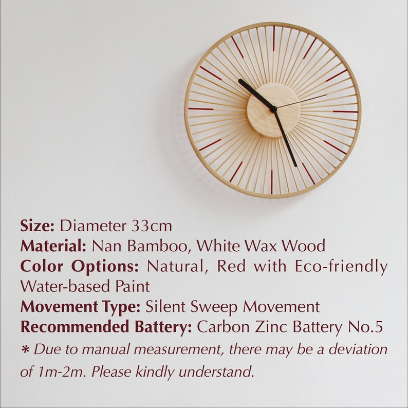 Bamboo Wall Clock, Zen Clock, Handcrafted Bamboo Clock, Minimalist Design Clock, Natural Home Decor Housewarming Gift, Gift for new house image 8