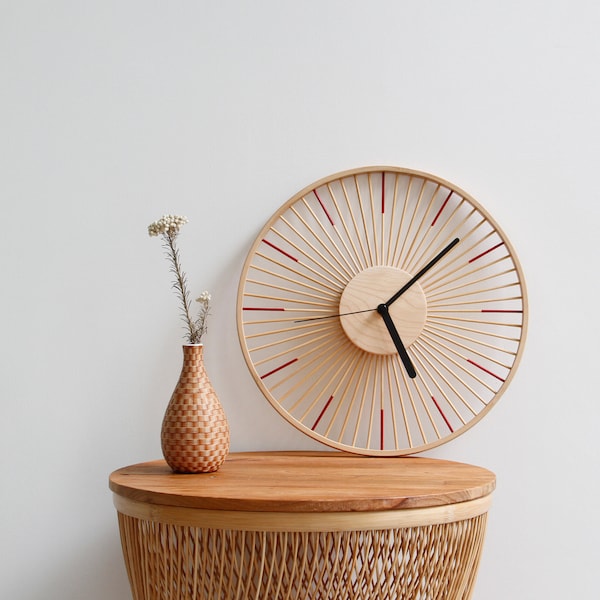 Bamboo Wall Clock, Zen Clock, Handcrafted Bamboo Clock, Minimalist Design Clock, Natural Home Decor - Housewarming Gift,  Gift for new house