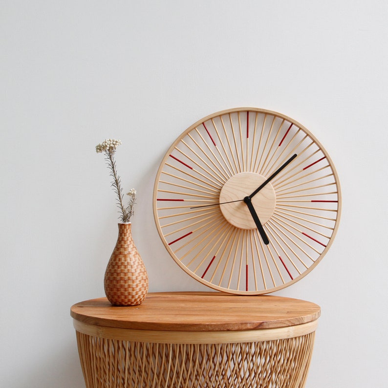 Bamboo Wall Clock, Zen Clock, Handcrafted Bamboo Clock, Minimalist Design Clock, Natural Home Decor Housewarming Gift, Gift for new house image 1