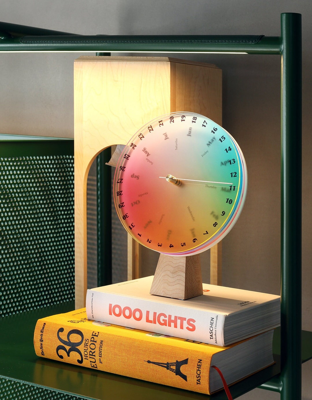 Artistic Rotating Calendar Color of Time Acrylic & Wood Circle Desk ...