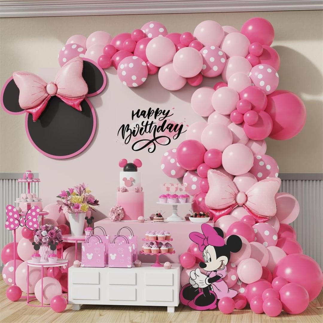 Disney Minnie Mouse Head Foil Balloons Garland Arch Kit Pink Etsy