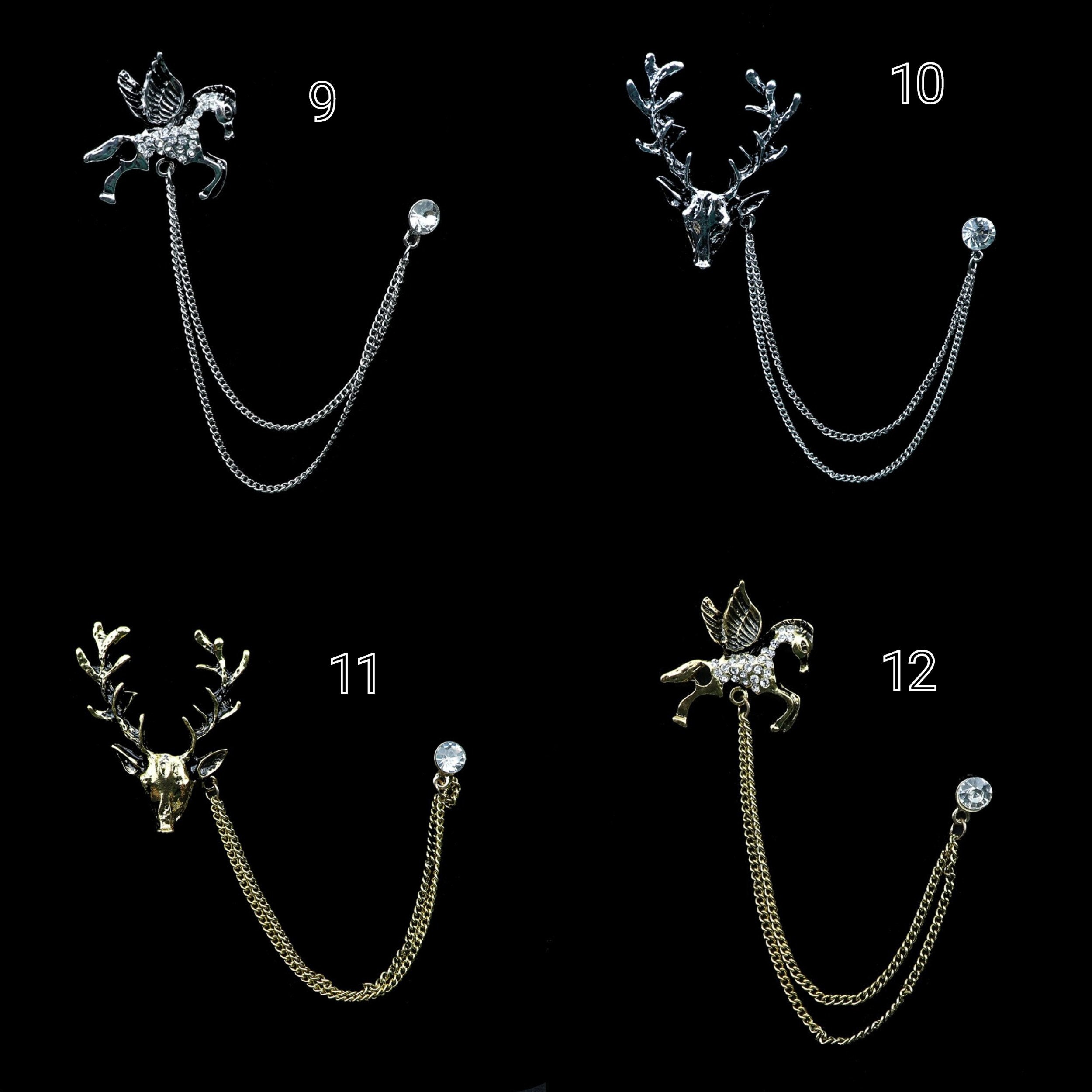 Retro Lapel Pin Suit Shirt Collar Brooch Dragon Deer Leopard Etsy