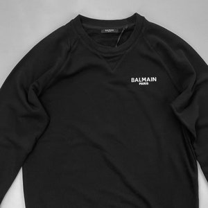 Vintage Balmain Schwarzer Pullover Mit Logo Gr S