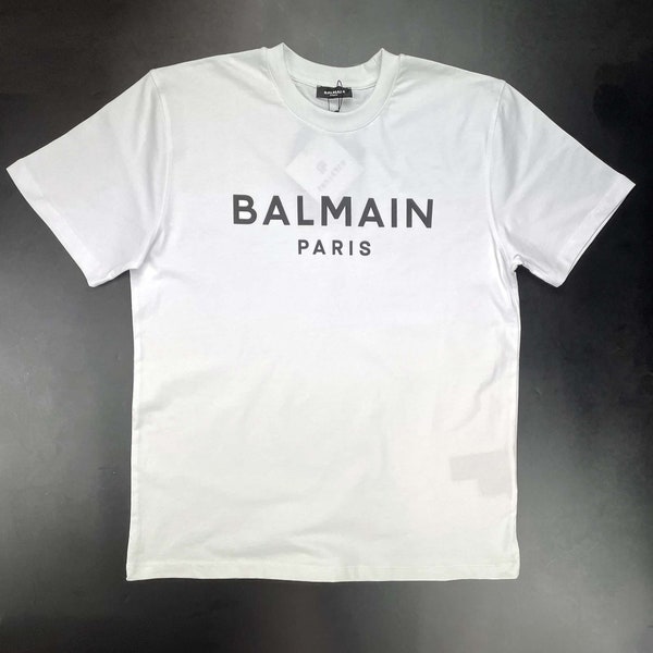 Vintage Balmain White T-shirt With BOLD Black Stamp Size 2XL