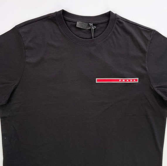 Buy Vintage Prada Black T shirt With Red Logo Shirt Size S Online