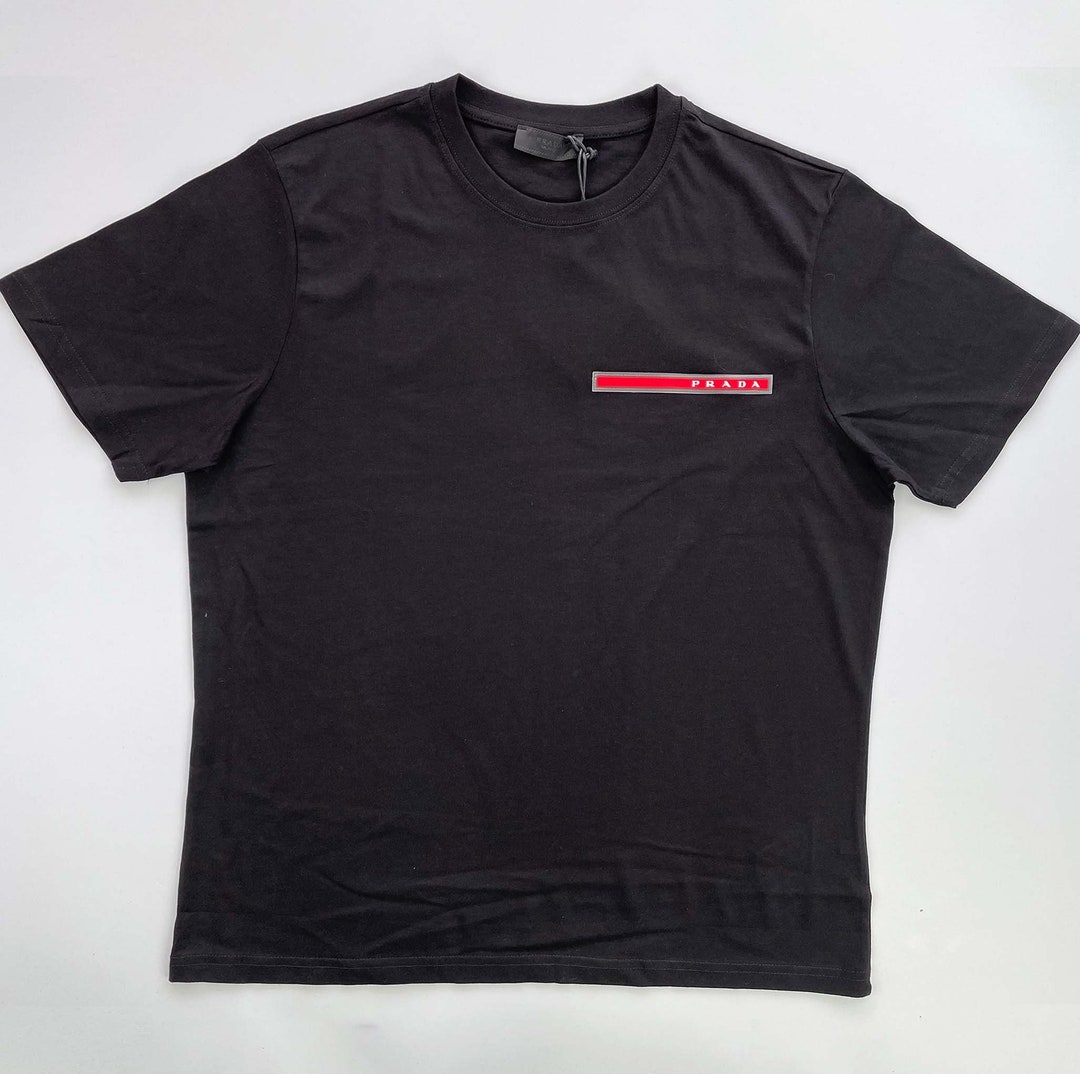 Vintage Prada Black T shirt With Red Logo Shirt Size S Etsy