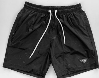 Prada Black Swimming shorts With PR Mono and Rubber Logo Size S