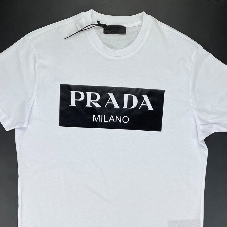 Vintage Prada White Shirt With Black Logo T-shirt Size 2XL - Etsy