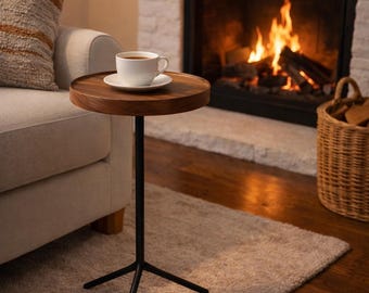 The "Wally" Handmade Walnut Drink Table