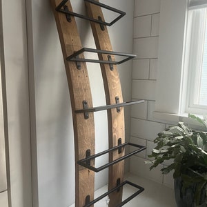 5 Bottle Wine Rack made from Wine Barrels (wall-mounted)