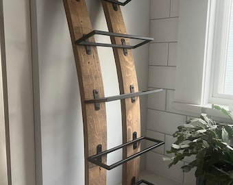 5 Bottle Wine Rack made from Wine Barrels (wall-mounted)