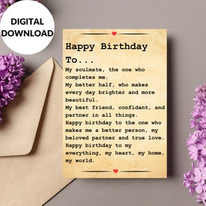 Biglietto d'auguri stampabile, Biglietto d'auguri stampabile, Biglietto d'auguri romantico, Download immediato del biglietto d'auguri digitale, Biglietto d'auguri speciale