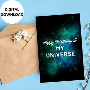 Romantic printable birthday card, Greeting card printable, Digital birthday card, Instant birthday card romantic.