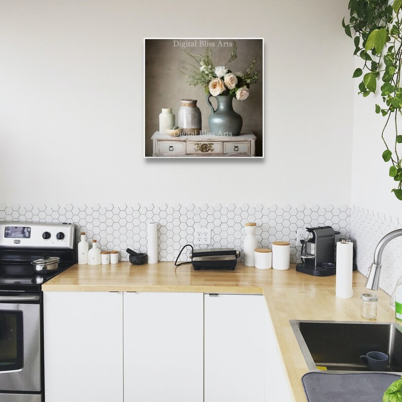 Vintage Shabby Chic Still Life Wall Art Flowers in Vase Etsy