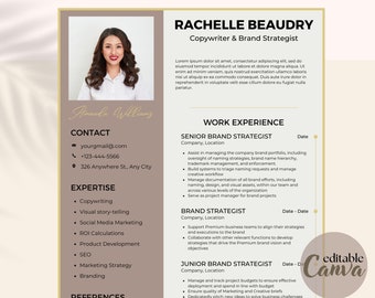 Resume Template with Photo, Professional Resume Template,  Resume and Cover Letter Template, Minimalist Resume, A4 Us Letter Downloand