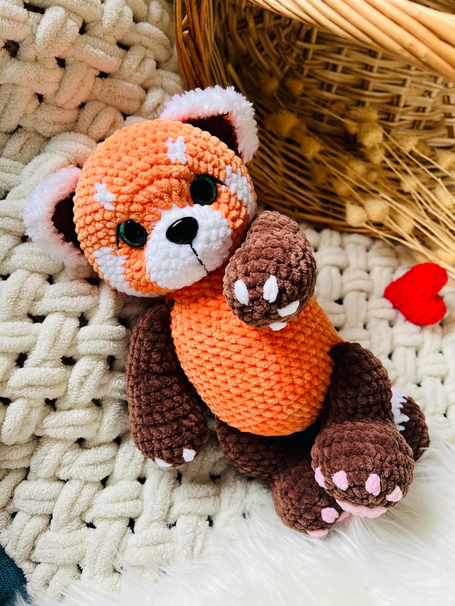 Crochet Red Panda Plush Handmade Velvet Stuffed Animal Etsy