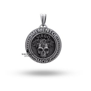Zodiac Virgo Flowers Pendant | 925 Sterling Silver | Elegant Round Design | Handmade Astrological Jewelry