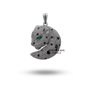 Panther Pantera Jaguar Jungle Animal Cubic Zirconia 925 Sterling Pendant