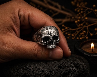 Gothic Skull Ring Edgy Fashion Statement | 925 Sterling Silver | Gothic Biker Ring | Gift for Him