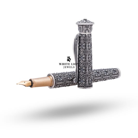 Oxidized Fountain Pen - Vintage Style Writing Instrument | 925 Sterling Silver | Luxury Gift for Him | Fountain Pen