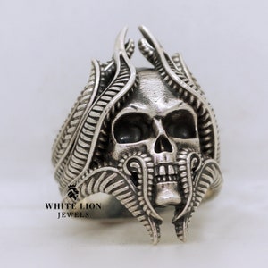 Tentacles Skull 925 Sterling Silver Head Men&#39;s Biker Rider Ring Birthday Gift